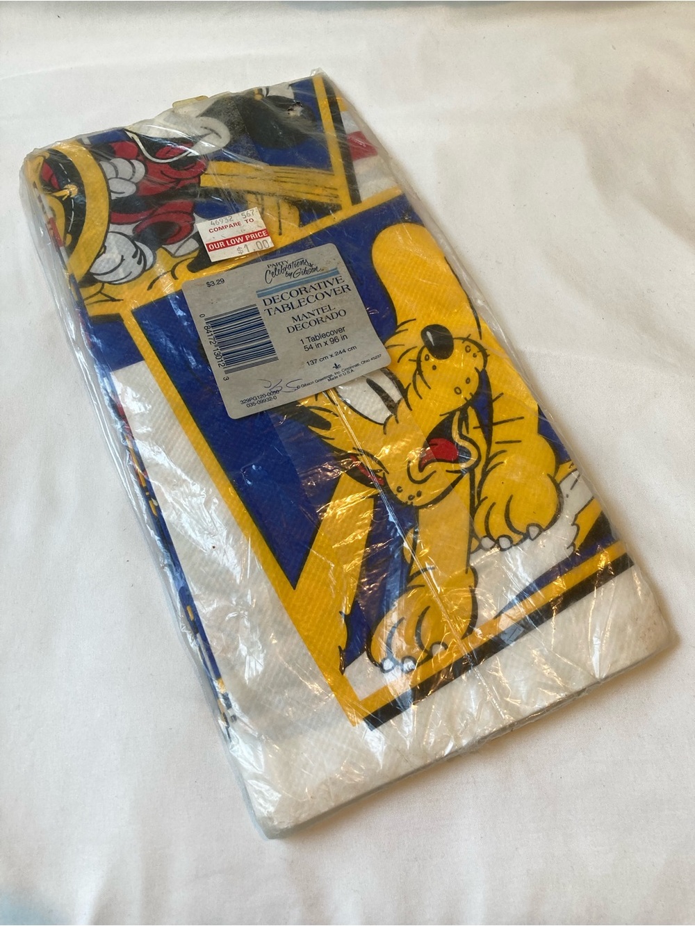 Vintage Disney Tablecloth Mickey Mouse Donald Pluto Birthday Party Steamboat NEW